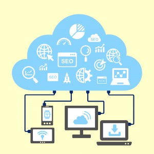 SEO and cloud computing concept -  icon connect to cloud